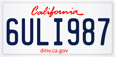 CA license plate 6ULI987