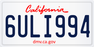 CA license plate 6ULI994