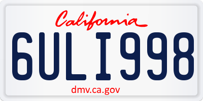 CA license plate 6ULI998