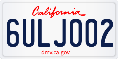 CA license plate 6ULJ002