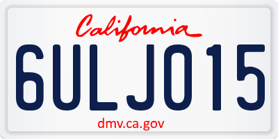 CA license plate 6ULJ015