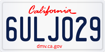 CA license plate 6ULJ029