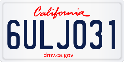 CA license plate 6ULJ031