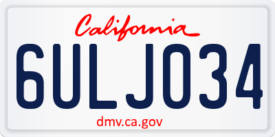 CA license plate 6ULJ034