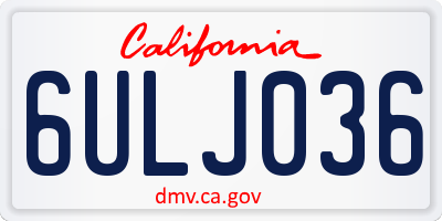 CA license plate 6ULJ036