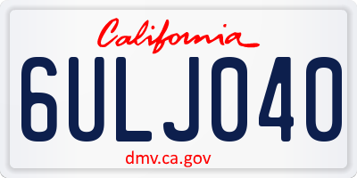 CA license plate 6ULJ040