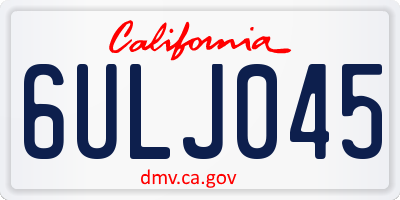 CA license plate 6ULJ045