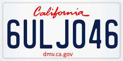CA license plate 6ULJ046