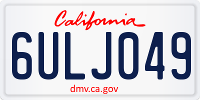 CA license plate 6ULJ049