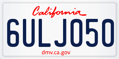 CA license plate 6ULJ050