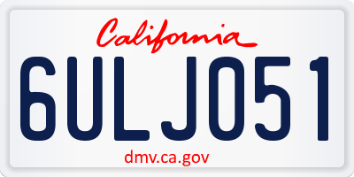 CA license plate 6ULJ051