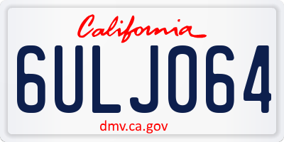 CA license plate 6ULJ064