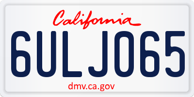 CA license plate 6ULJ065