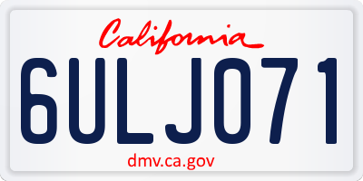 CA license plate 6ULJ071