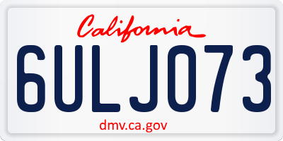 CA license plate 6ULJ073