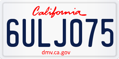 CA license plate 6ULJ075