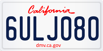 CA license plate 6ULJ080