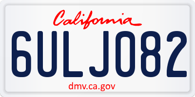 CA license plate 6ULJ082