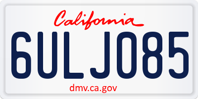 CA license plate 6ULJ085