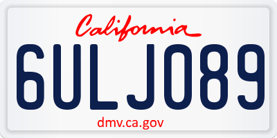 CA license plate 6ULJ089
