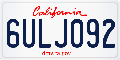 CA license plate 6ULJ092