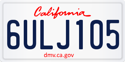 CA license plate 6ULJ105