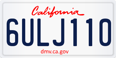 CA license plate 6ULJ110