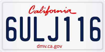 CA license plate 6ULJ116