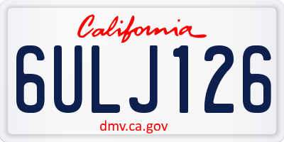 CA license plate 6ULJ126