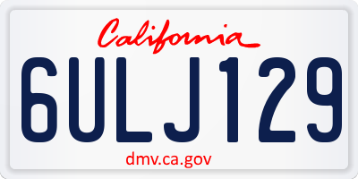CA license plate 6ULJ129