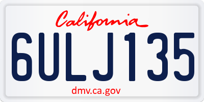 CA license plate 6ULJ135