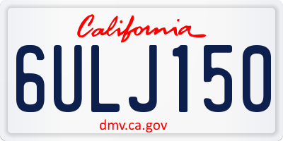 CA license plate 6ULJ150