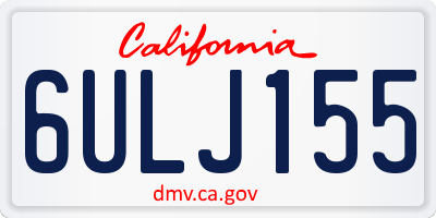 CA license plate 6ULJ155