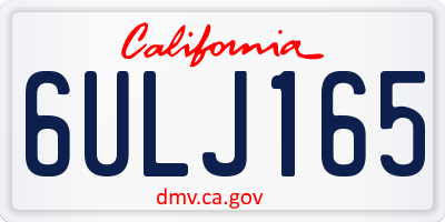 CA license plate 6ULJ165