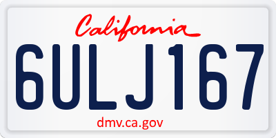 CA license plate 6ULJ167