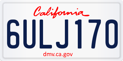 CA license plate 6ULJ170