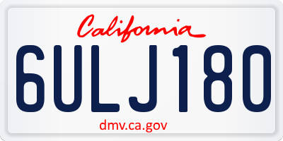 CA license plate 6ULJ180