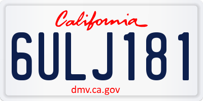 CA license plate 6ULJ181