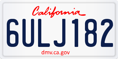 CA license plate 6ULJ182