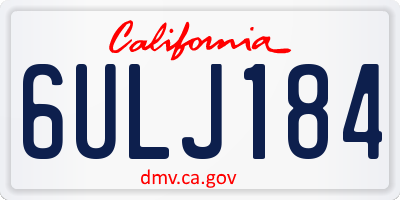 CA license plate 6ULJ184