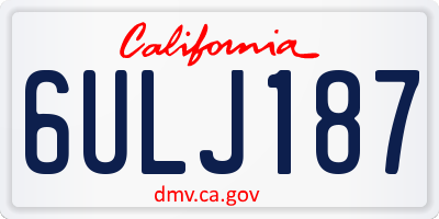 CA license plate 6ULJ187
