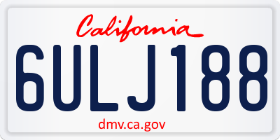 CA license plate 6ULJ188