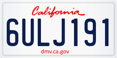 CA license plate 6ULJ191