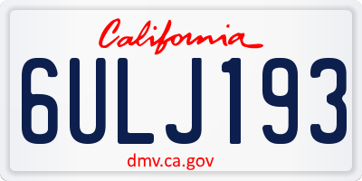 CA license plate 6ULJ193