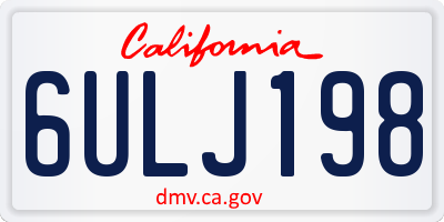 CA license plate 6ULJ198