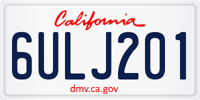 CA license plate 6ULJ201