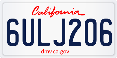 CA license plate 6ULJ206
