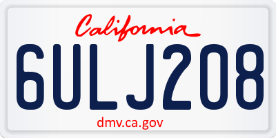 CA license plate 6ULJ208