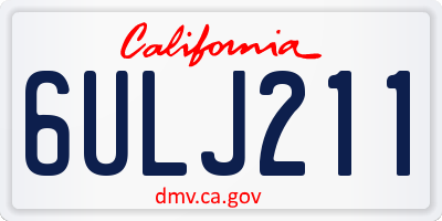 CA license plate 6ULJ211