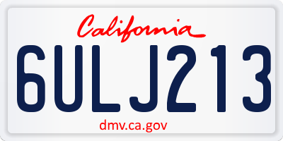 CA license plate 6ULJ213